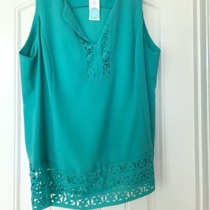 Market & Spruce teal cut out blouse XL NWT